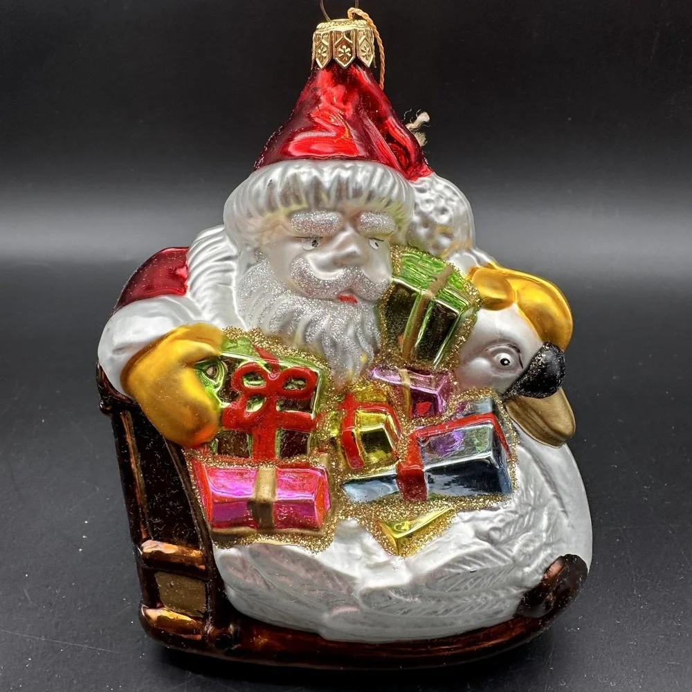 Kurt Adler Polonaise Santa On‎ Goose Sled GP479 Christmas Ornament 5.5